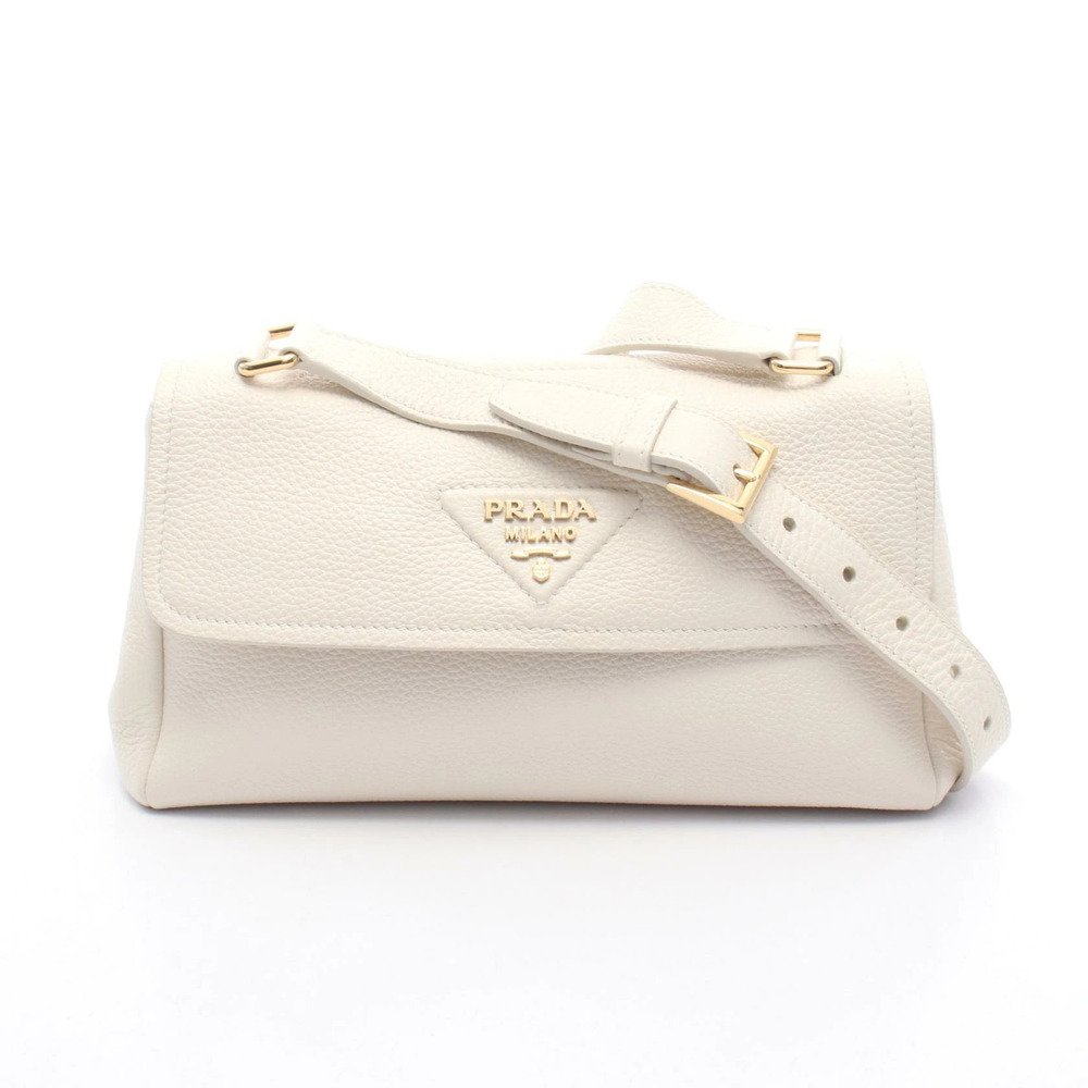 Prada Vitello Daino Soft Shoulder Bag Leather White